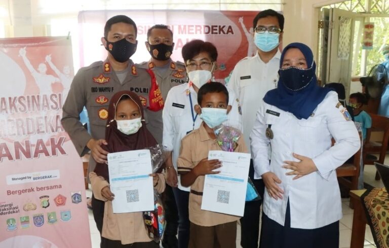 Launching Vaksinasi Merdeka Anak Serentak Oleh Kapolri, Polres Kepulauan Seribu Sudah Capai 86 persen