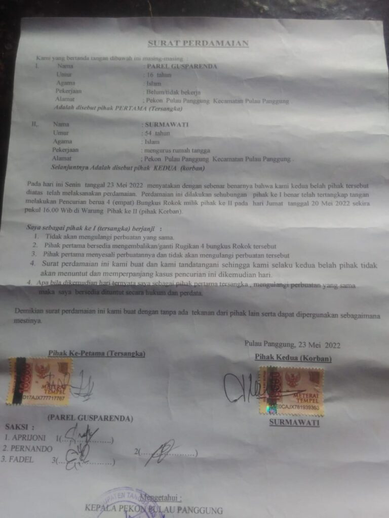 Diduga Usai Berdamai Yang di ketahui Babinkamtibmas,Keluarga Terduga Pelaku pencurian Jadi korban pemerasan
