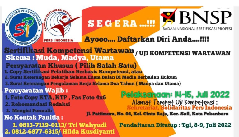 SPI Bekerjasama dengan LSP Pers Indonesia, Ajak Wartawan Ikuti SKW atau UKW 