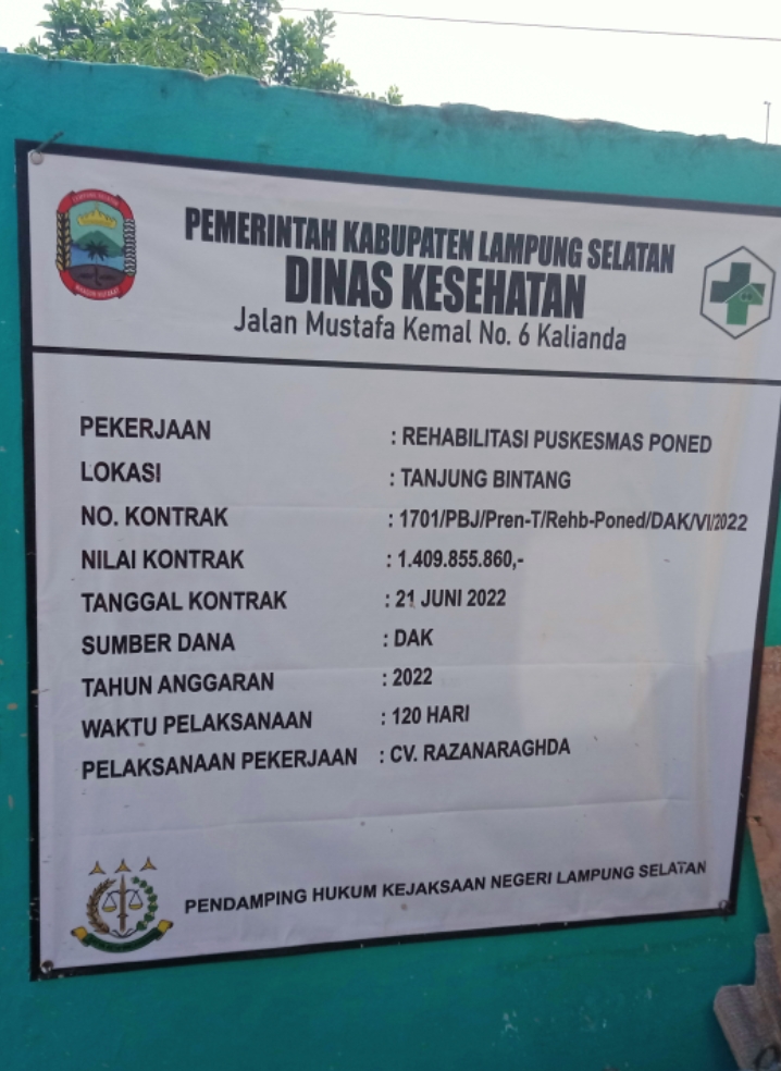 REHABILITASI Puskesmas Tanjung Bintang Diduga gunakan Matrial Tidak Sesuai SPESIFIKASI
