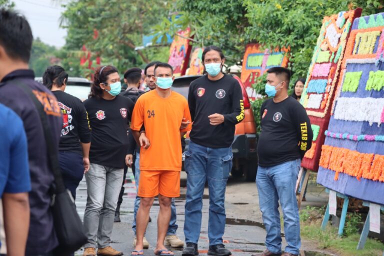 Polres Lamteng Gelar Rekonstruksi kasus Penembakan Anggota Polisi di 4 Lokasi TKP