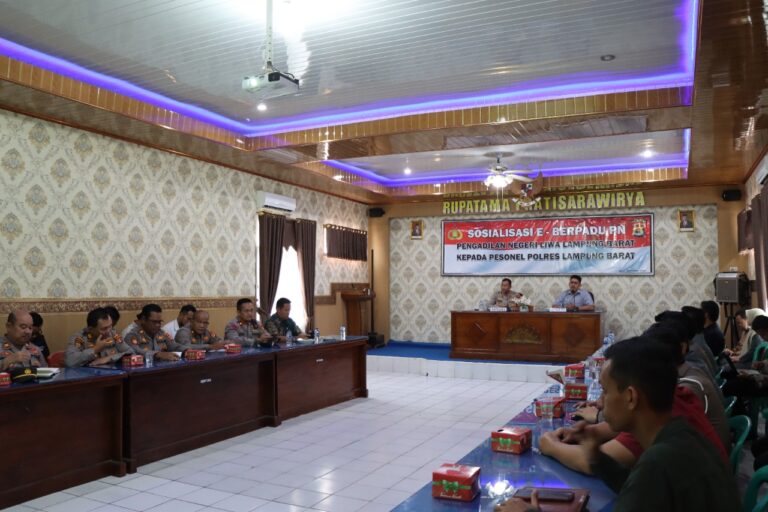 Polres Lampung Barat mengikuti sosialisasi tentang E-Berpadu dari Pengadilan Negeri Liwa Lambar