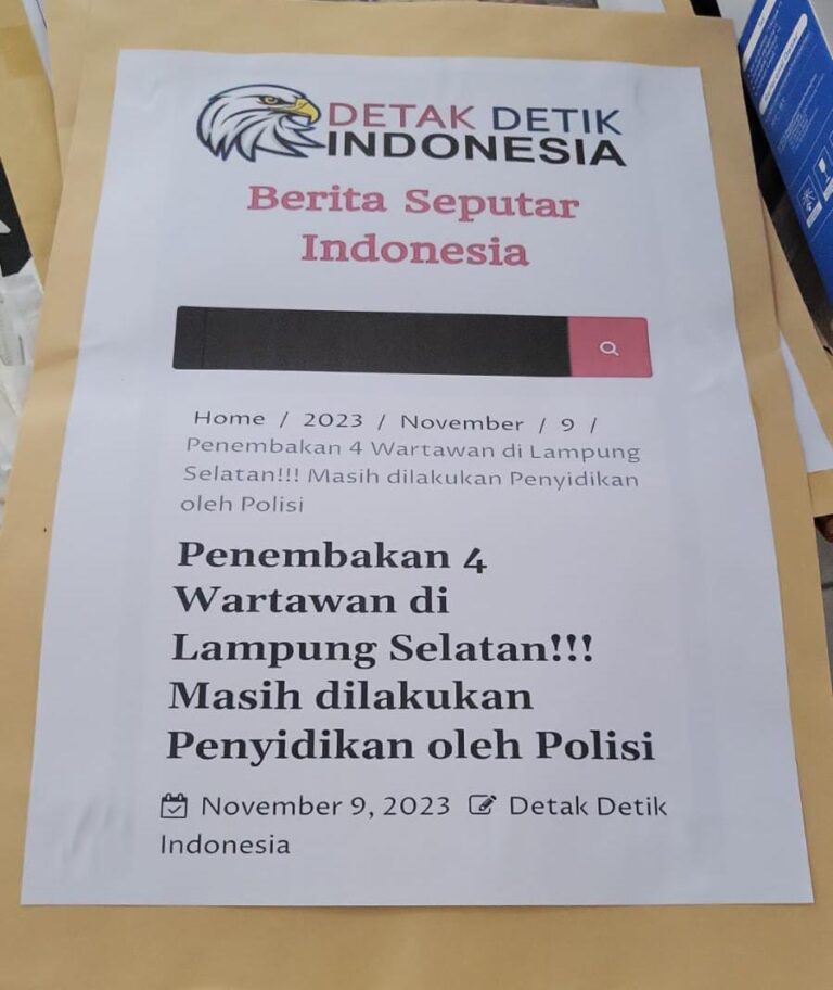 Penembakan Terhadap 4 Wartawan Sudah Menyerahkan Dokumen Ke Kompolnas Melalui Detak-Detik Indonesia