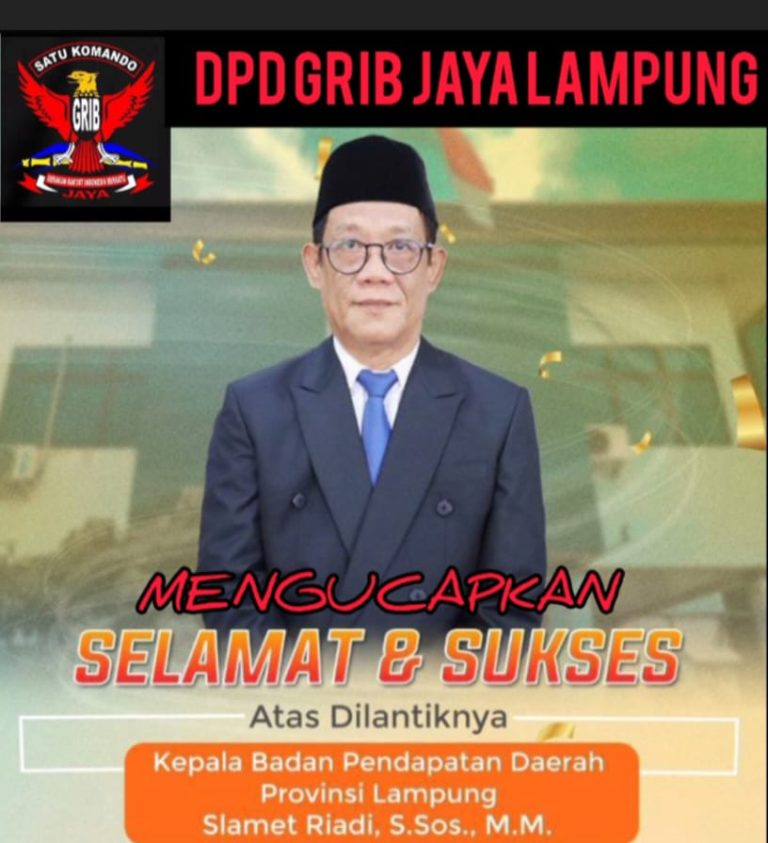 Sekretaris Daerah DPD Grib Jaya Provinsi Lampung Serta Jajaran Pengurus Ucap Selamat Kepada Slamet Riyadi. S. Sos. M.M