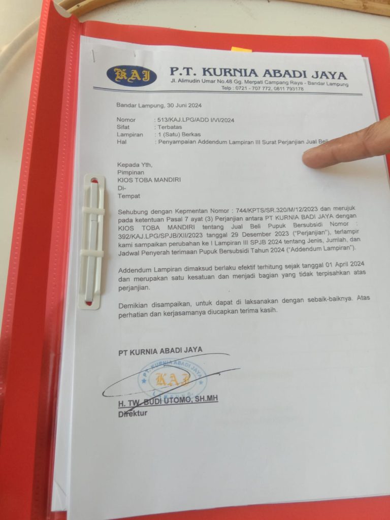 PT KAJ Berhentikan Kios Pengecer Pupuk Bersubsidi diduga Secara Sepihak, Pemilik Kios Pupuk Minta Terapkan Aturan Pemberhentian Kios Pengecer Secara Adil
