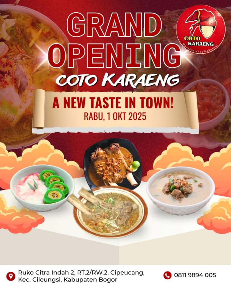 Grand Opening Coto Karaeng Hadir di Ruko Citra Indah 2 Cileungsi, Sajikan Kelezatan Khas Makassar