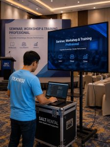 berbagai kegiatan event yang telah ditangani oleh Salt Rental dengan dukungan peralatan event lengkap dan profesional, seperti kipas angin air, tenda sarnafil, genset, toilet portabel, AC portabel, rigging dan panggung, TV LED, videotron, lighting panggung indoor, level gate dan gate selamat datang, setup zoom meeting, sound system, serta perlengkapan event lainnya.