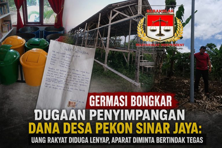 GERMASI BONGKAR DUGAAN PENYIMPANGAN DANA DESA PEKON SINAR JAYA: UANG RAKYAT DIDUGA LENYAP, APARAT DIMINTA BERTINDAK TEGAS