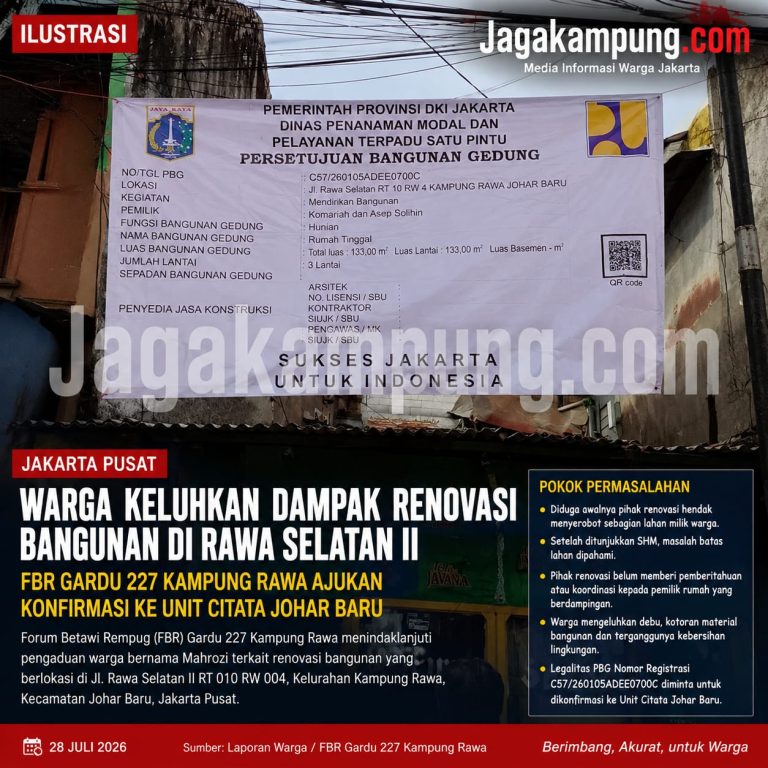 FBR Gardu 227 Kampung Rawa Tindak Lanjuti Pengaduan Warga Terkait Renovasi Bangunan di Rawa Selatan II